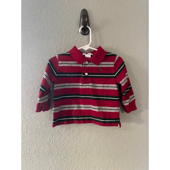 Janie and Jack Boys 6-12 month , 9 Month Collared Red Striped Shirt Long Sleeve - Picture 1 of 3